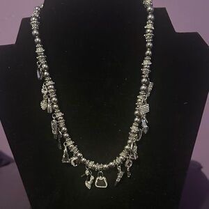 Elegant Silver Tone Charm Necklace